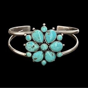 Vintage Barse sterling silver and genuine turquoise cuff bracelet